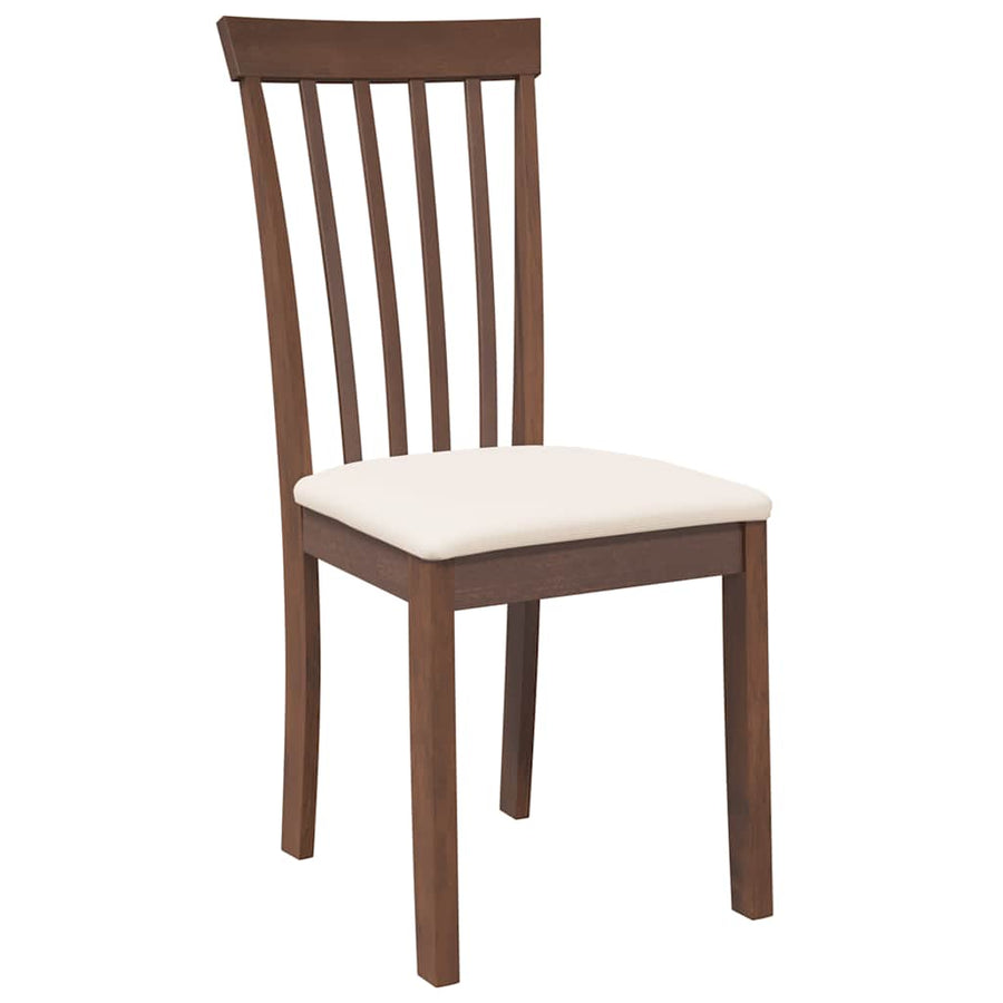 Eetkamerstoelen Met Kussens Massief Hout Rubber Bruin en crème