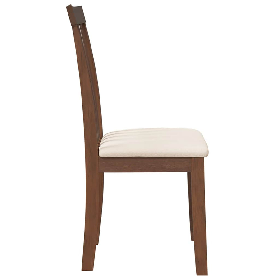 Eetkamerstoelen Met Kussens Massief Hout Rubber Bruin en crème