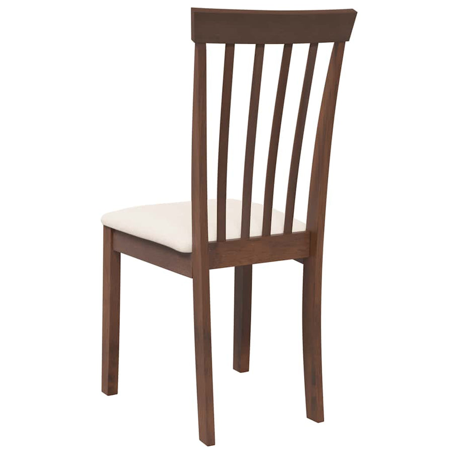 Eetkamerstoelen Met Kussens Massief Hout Rubber Bruin en crème