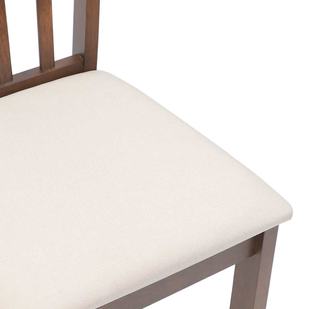 Eetkamerstoelen Met Kussens Massief Hout Rubber Bruin en crème