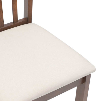 Eetkamerstoelen Met Kussens Massief Hout Rubber Bruin en crème