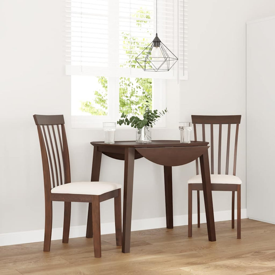 Eetkamerstoelen Met Kussens Massief Hout Rubber Bruin en crème