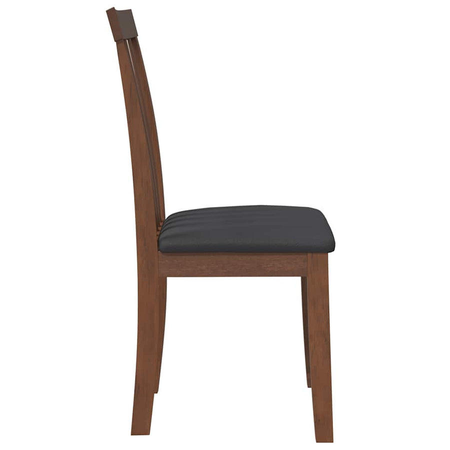 Eetkamerstoelen met kussens 2 st massief hout rubber bruin