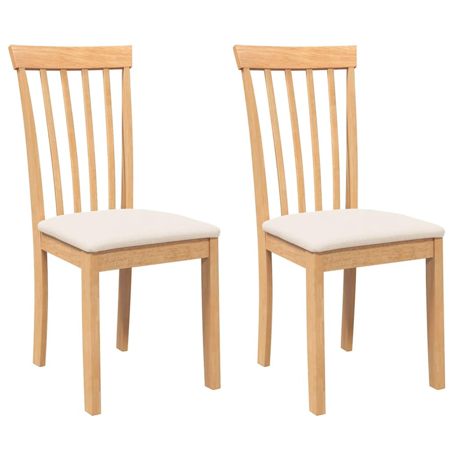 Eetkamerstoelen met kussens 2 st massief hout naturel rubber