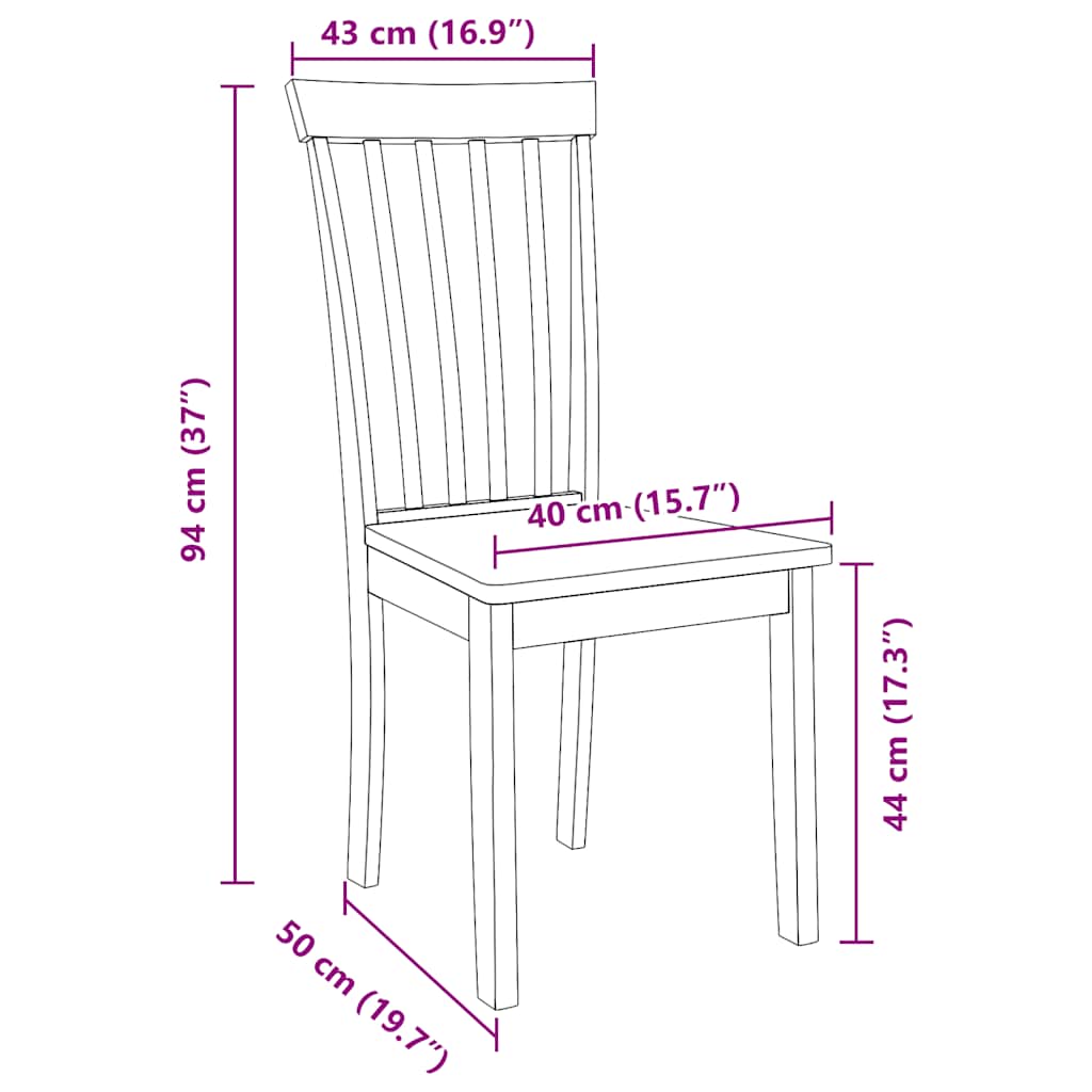 Eetkamerstoelen 2 st massief hout naturel rubber