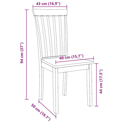 Eetkamerstoelen 2 st massief hout naturel rubber