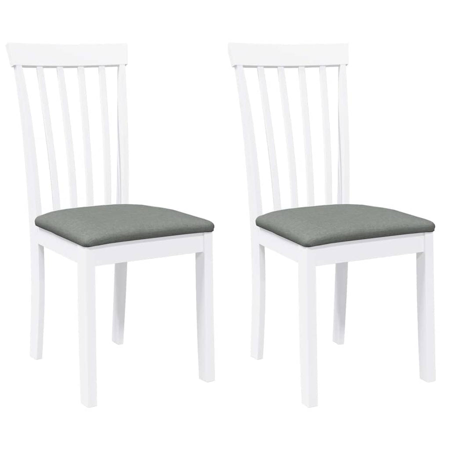 Eetkamerstoelen met kussens 2 st massief hout rubber wit