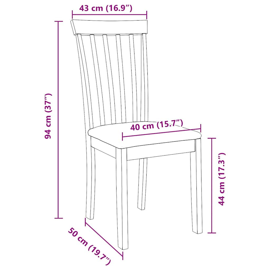 Eetkamerstoelen met kussens 2 st massief hout rubber wit