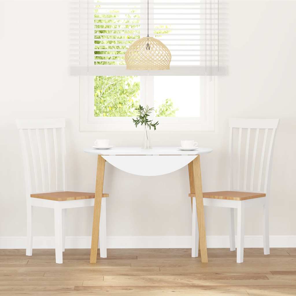 Eetkamerstoelen 2 st massief hout rubber wit