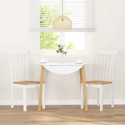 Eetkamerstoelen 2 st massief hout rubber wit