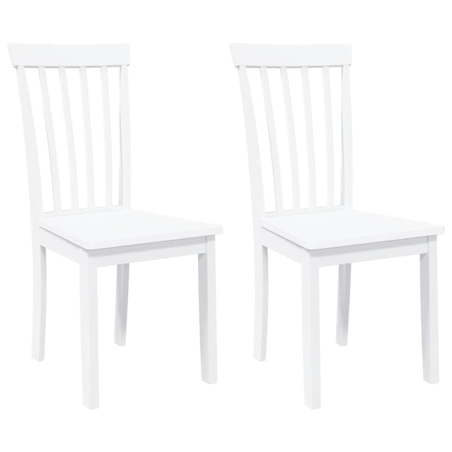 Eetkamerstoelen 2 st massief hout rubber wit