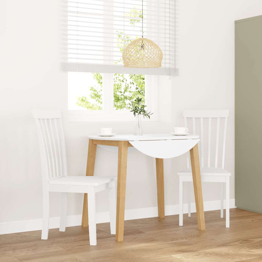 Eetkamerstoelen 2 st massief hout rubber wit