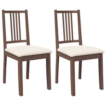 Eetkamerstoelen met kussens 2 st massief hout rubber bruin