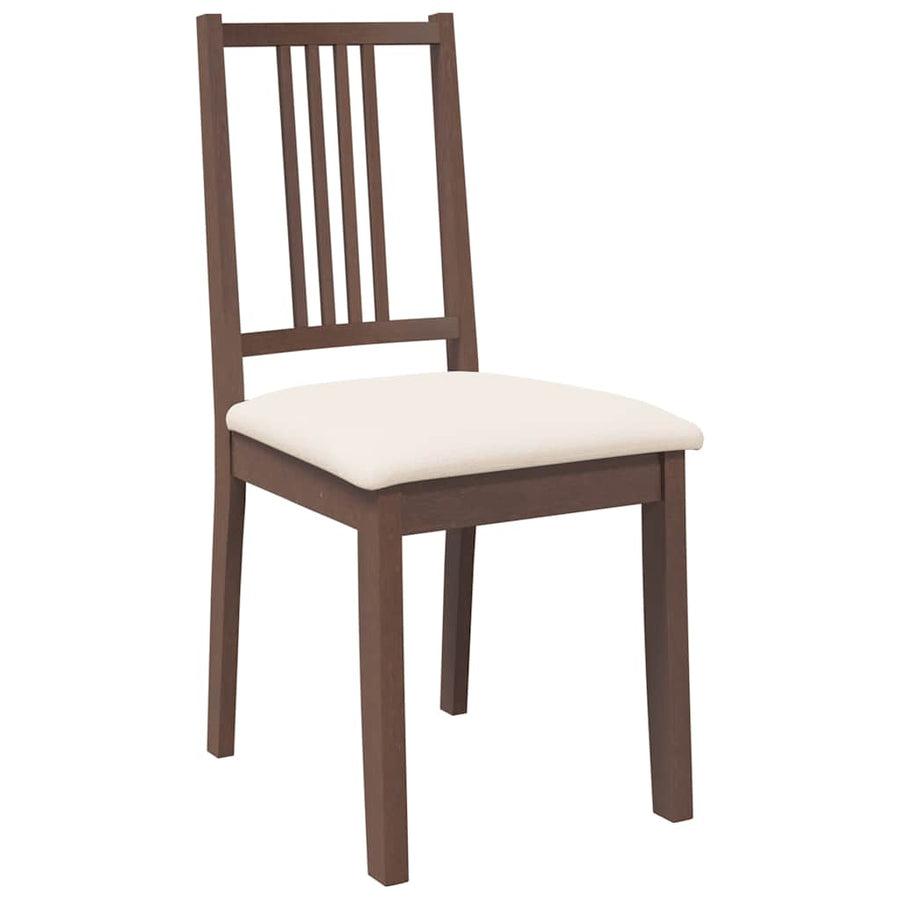 Eetkamerstoelen met kussens 2 st massief hout rubber bruin