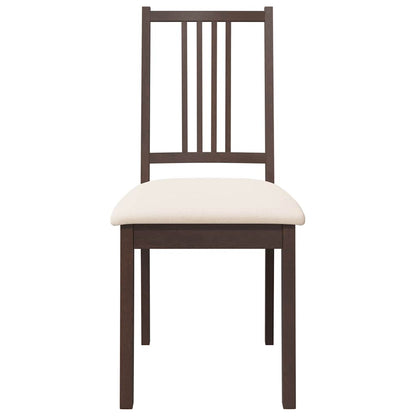 Eetkamerstoelen met kussens 2 st massief hout rubber bruin