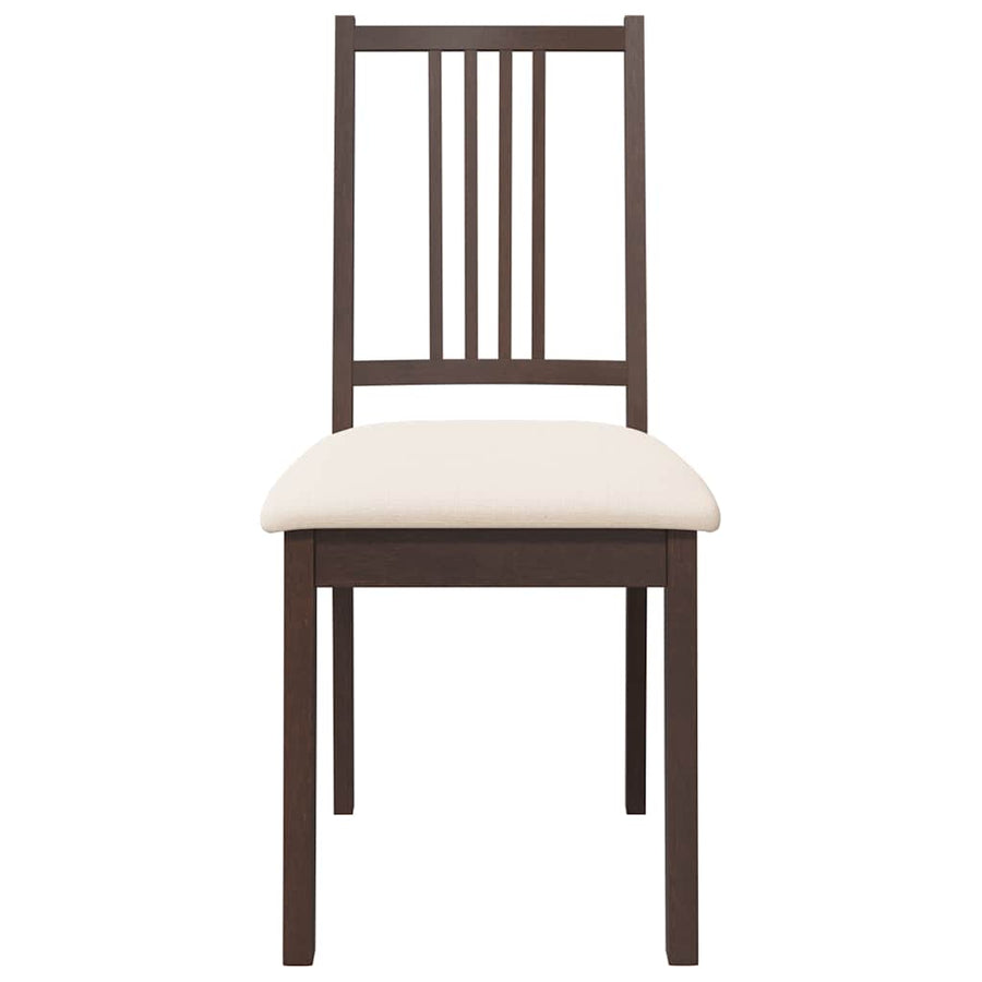 Eetkamerstoelen met kussens 2 st massief hout rubber bruin