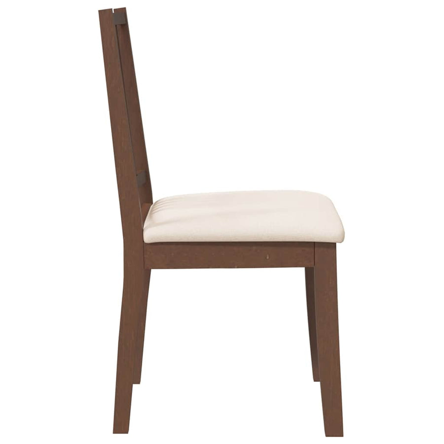 Eetkamerstoelen met kussens 2 st massief hout rubber bruin