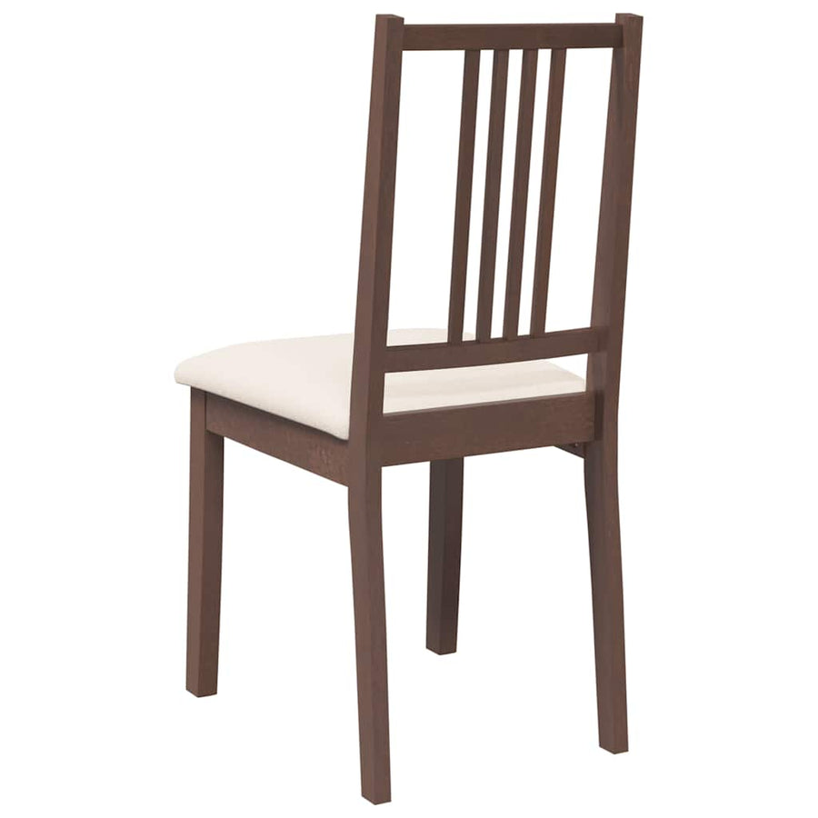Eetkamerstoelen met kussens 2 st massief hout rubber bruin