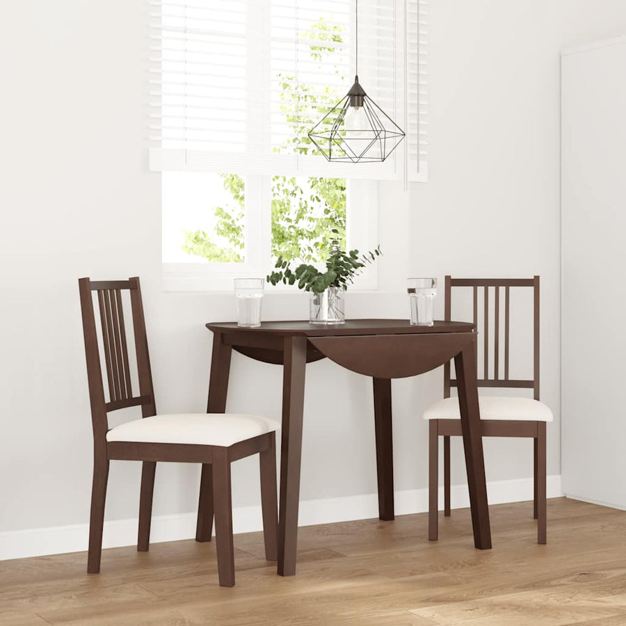 Eetkamerstoelen met kussens 2 st massief hout rubber bruin
