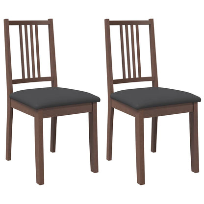 Eetkamerstoelen met kussens 2 st massief hout rubber bruin