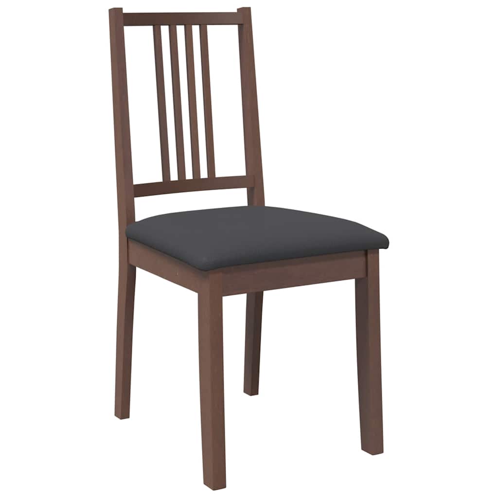 Eetkamerstoelen met kussens 2 st massief hout rubber bruin