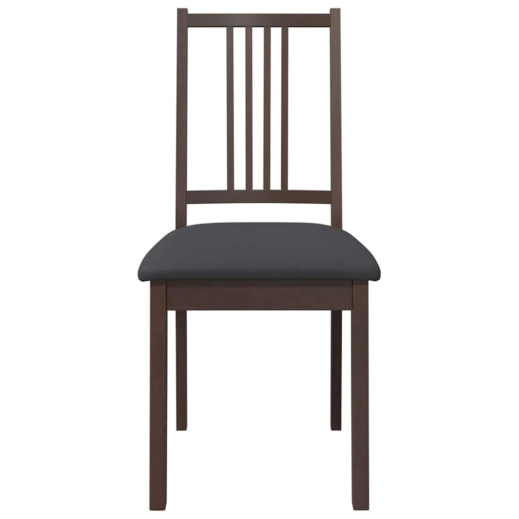 Eetkamerstoelen met kussens 2 st massief hout rubber bruin