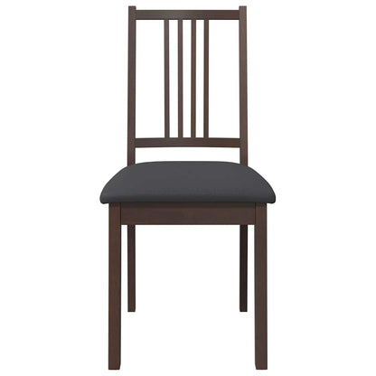 Eetkamerstoelen met kussens 2 st massief hout rubber bruin