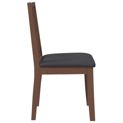 Eetkamerstoelen met kussens 2 st massief hout rubber bruin