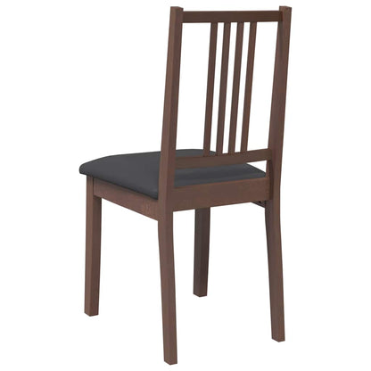 Eetkamerstoelen met kussens 2 st massief hout rubber bruin
