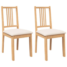 Eetkamerstoelen met kussens 2 st massief hout naturel rubber