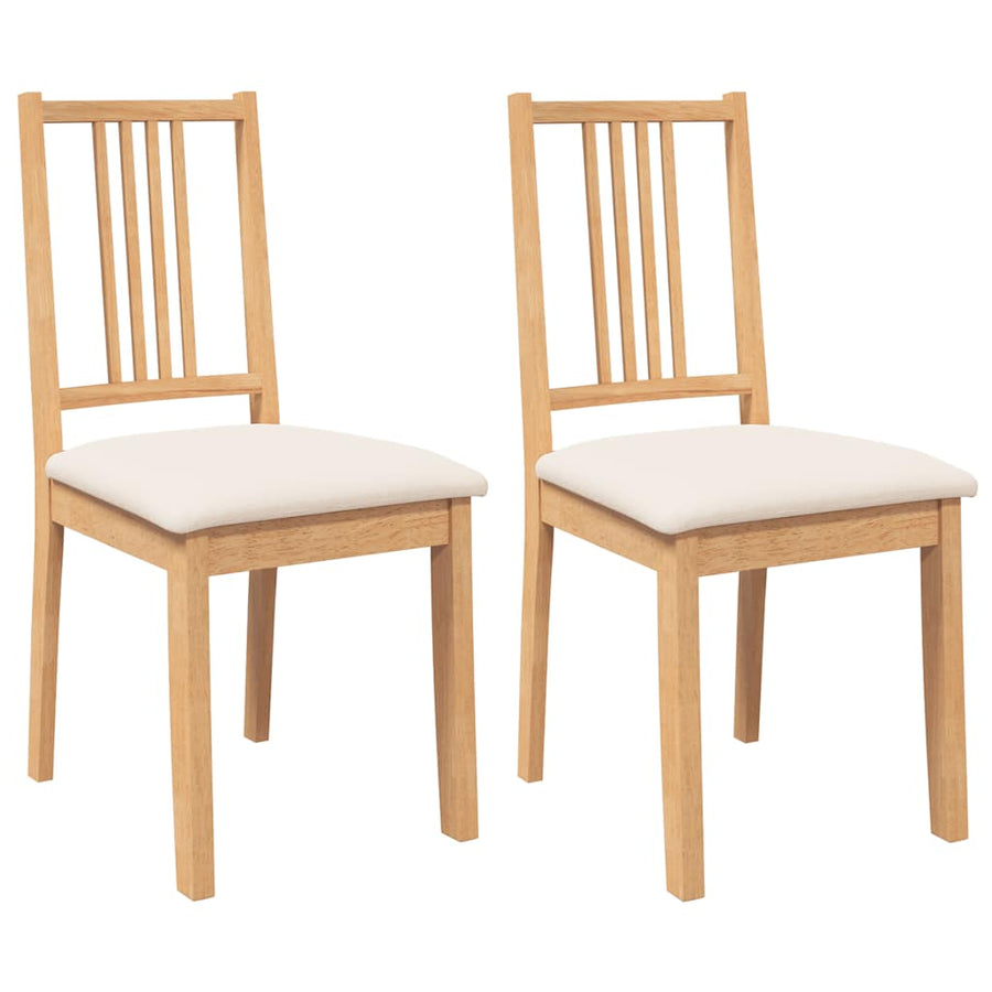 Eetkamerstoelen met kussens 2 st massief hout naturel rubber