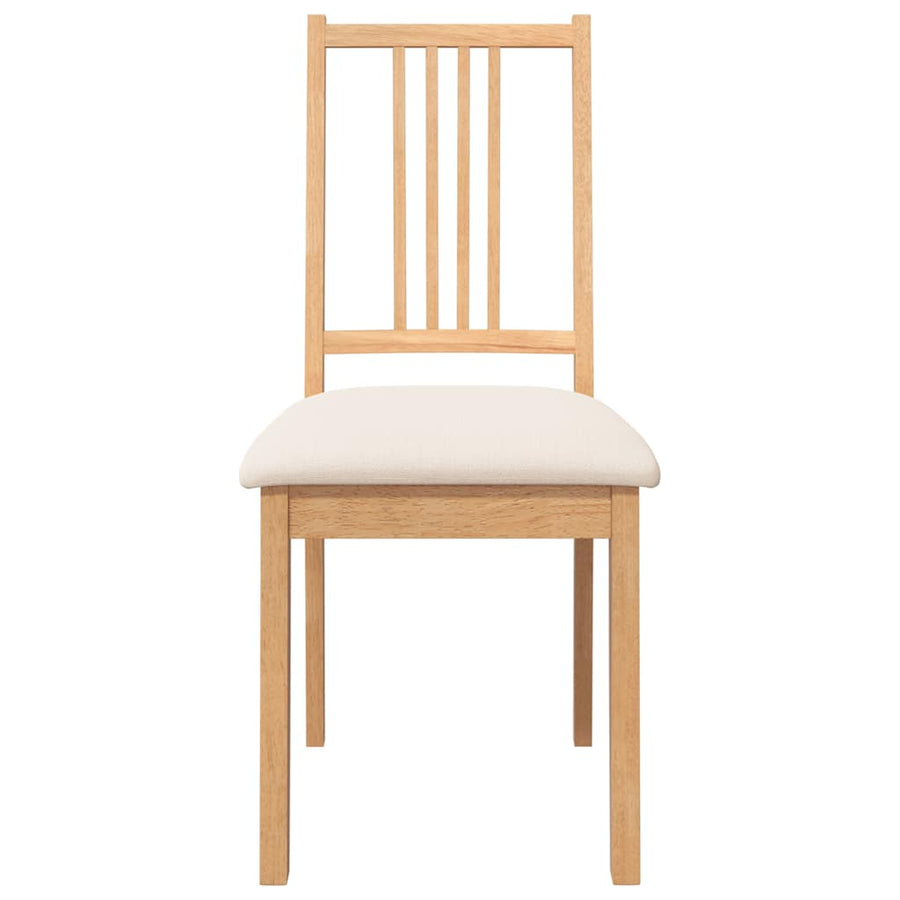 Eetkamerstoelen met kussens 2 st massief hout naturel rubber