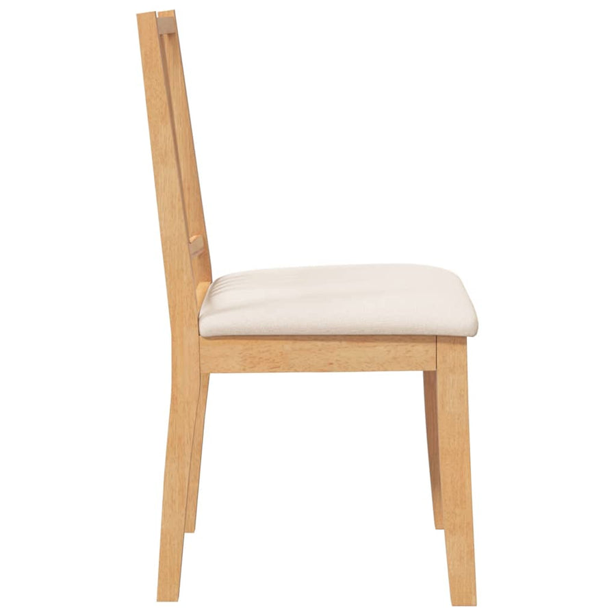 Eetkamerstoelen met kussens 2 st massief hout naturel rubber