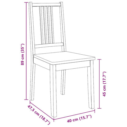 Eetkamerstoelen 2 st massief hout naturel rubber