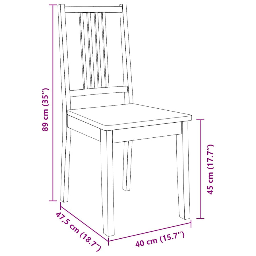 Eetkamerstoelen 2 st massief hout naturel rubber