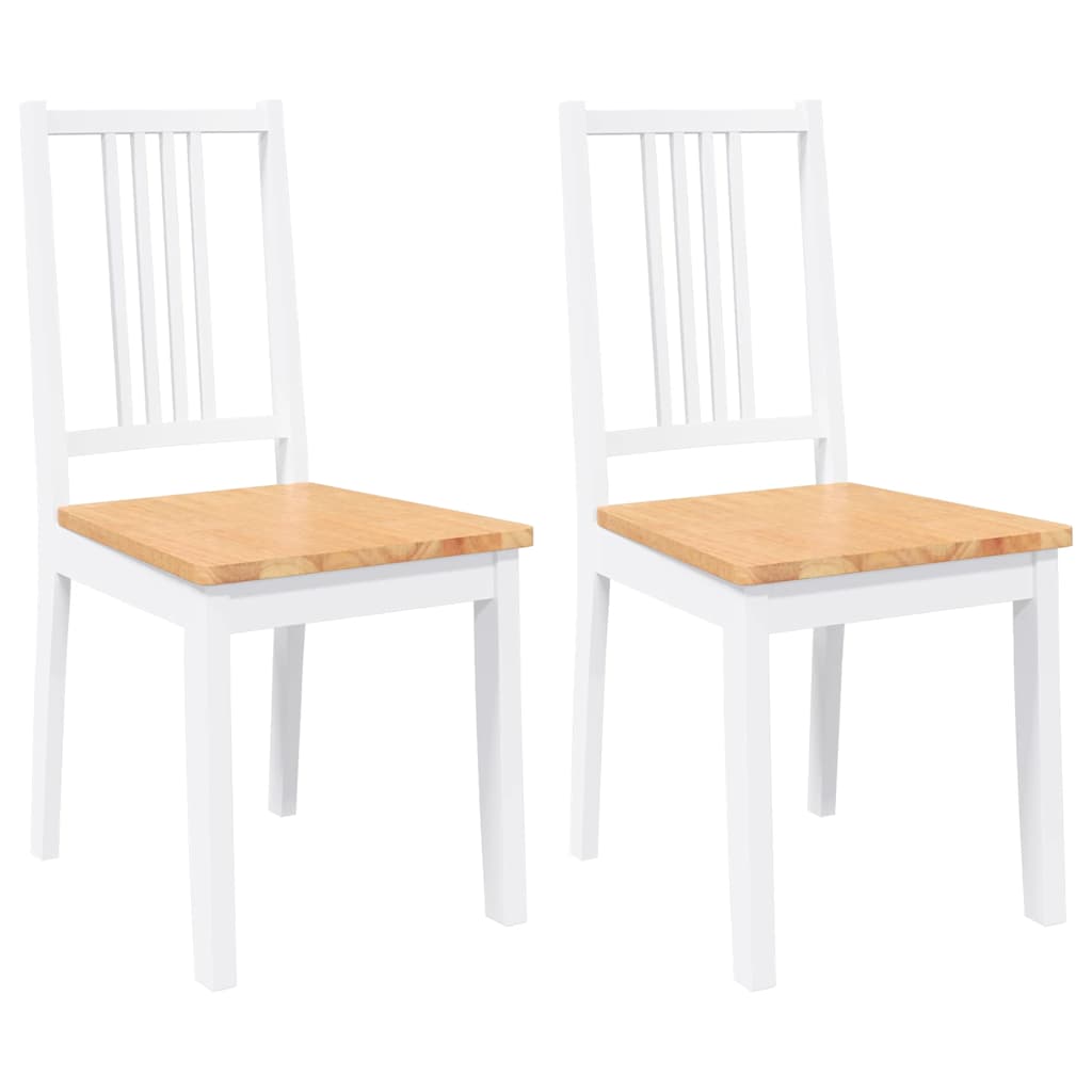 Eetkamerstoelen 2 st massief hout rubber wit