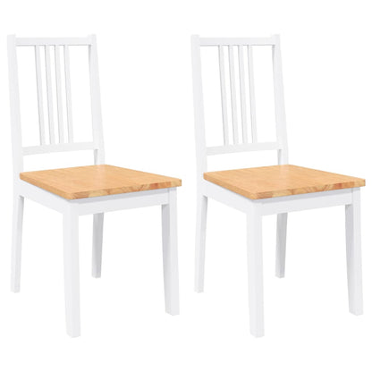 Eetkamerstoelen 2 st massief hout rubber wit