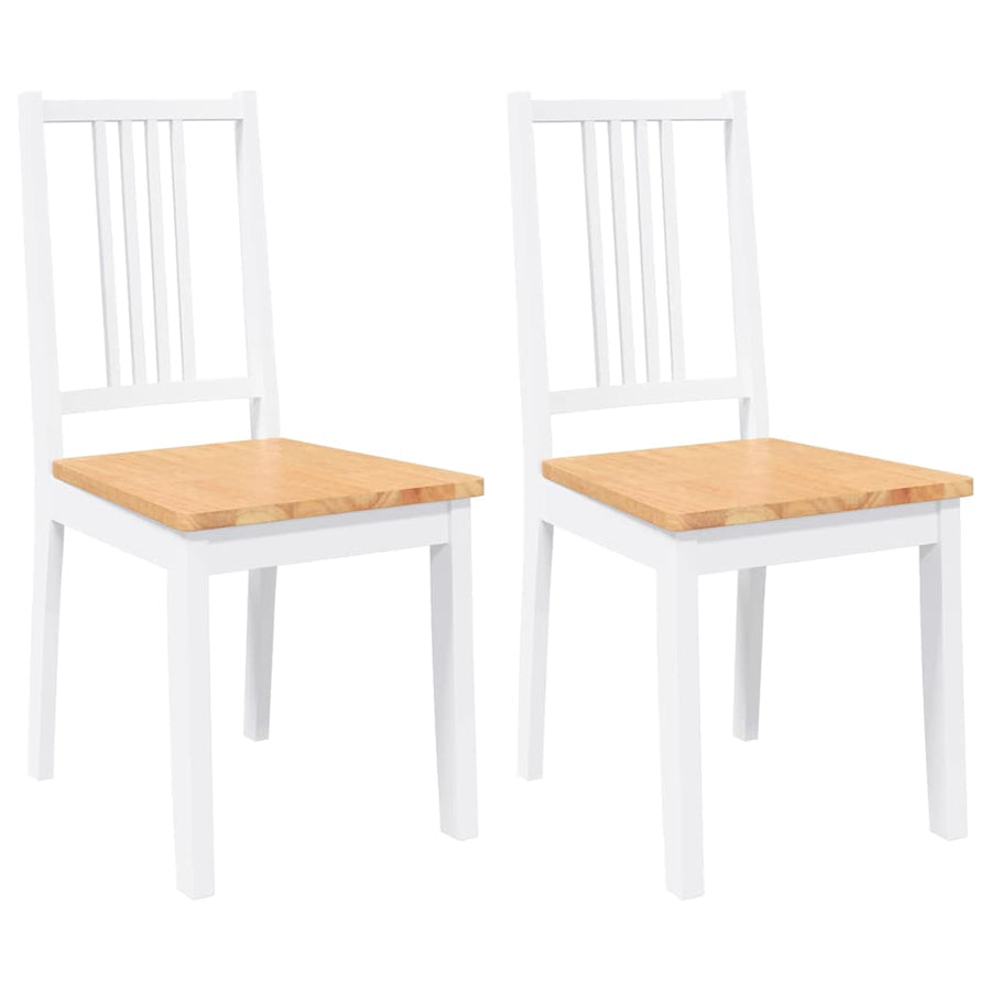 Eetkamerstoelen 2 st massief hout rubber wit
