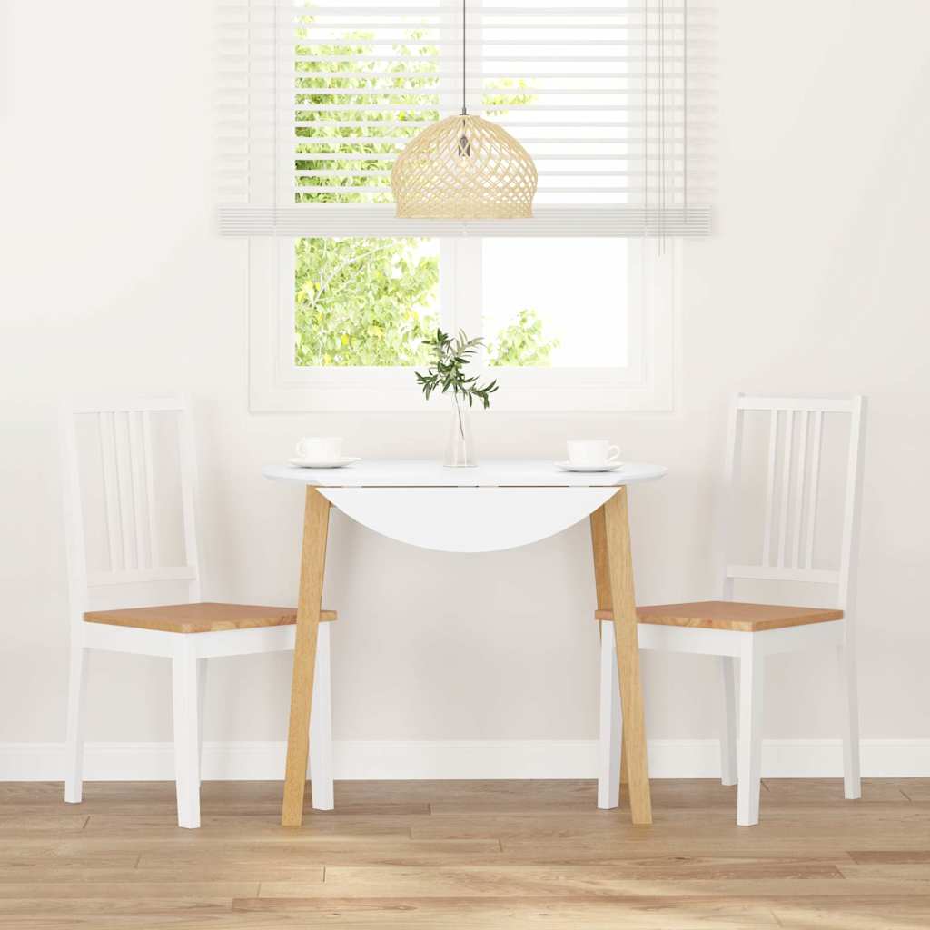 Eetkamerstoelen 2 st massief hout rubber wit