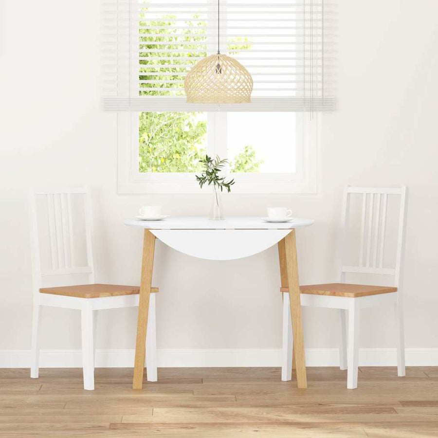 Eetkamerstoelen 2 st massief hout rubber wit