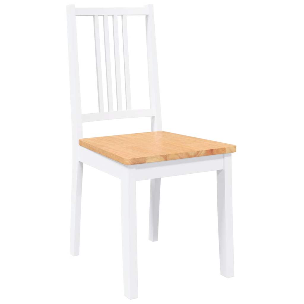 Eetkamerstoelen 2 st massief hout rubber wit