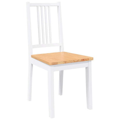 Eetkamerstoelen 2 st massief hout rubber wit