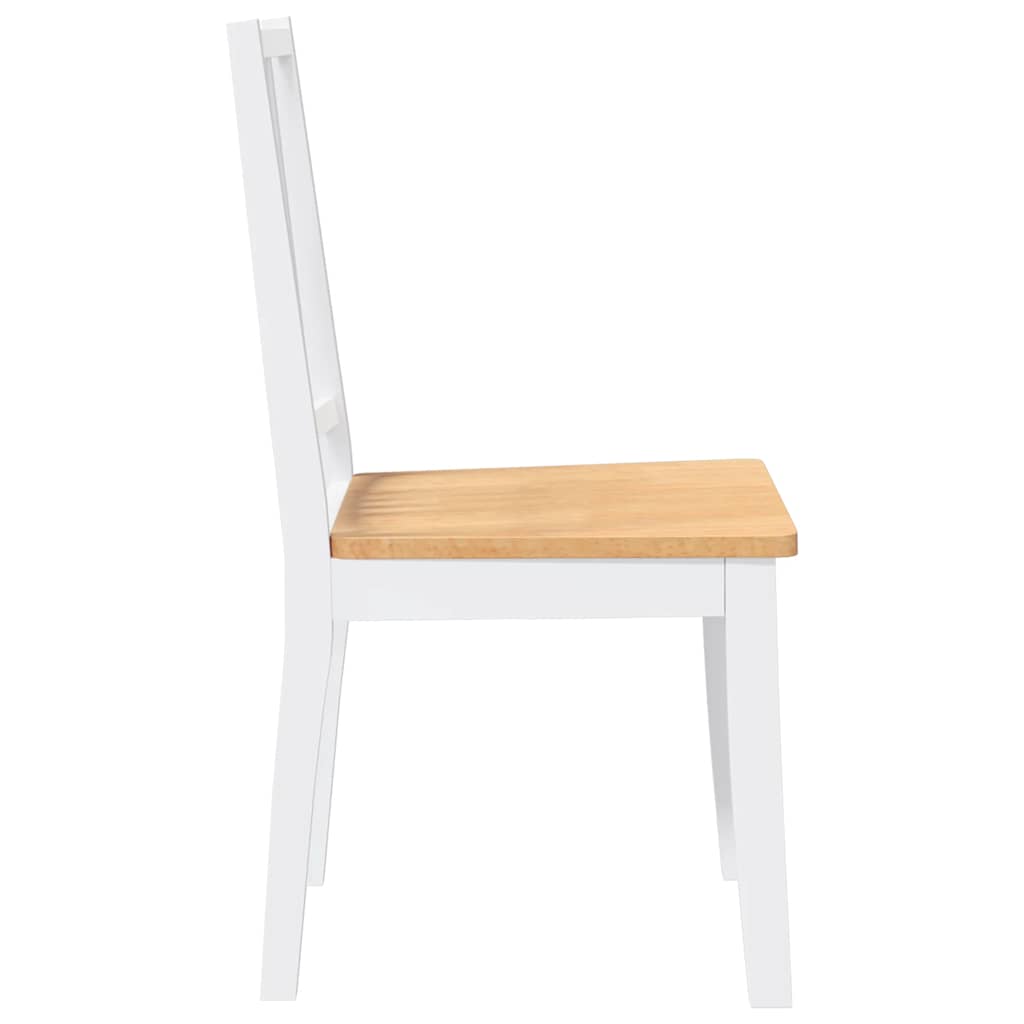 Eetkamerstoelen 2 st massief hout rubber wit
