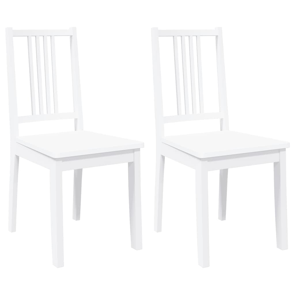 Eetkamerstoelen 2 st massief hout rubber wit