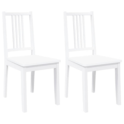 Eetkamerstoelen 2 st massief hout rubber wit