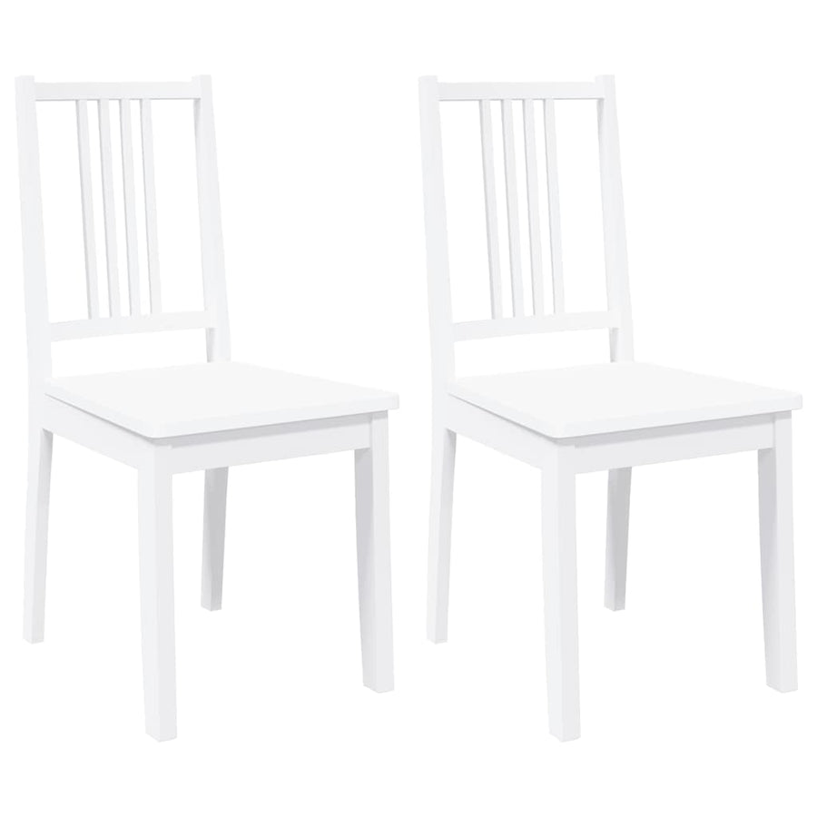 Eetkamerstoelen 2 st massief hout rubber wit