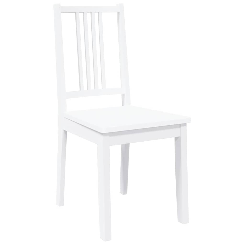 Eetkamerstoelen 2 st massief hout rubber wit
