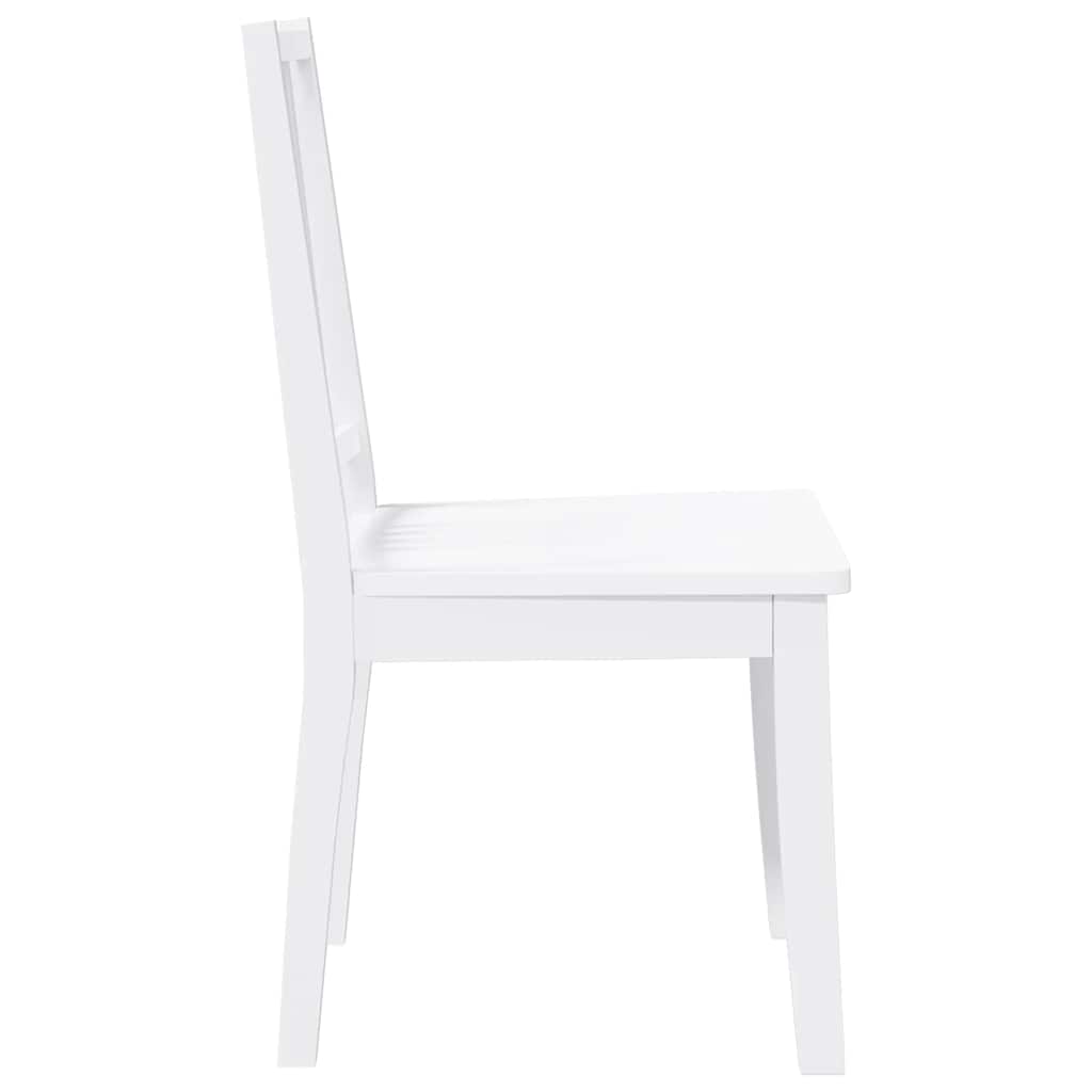 Eetkamerstoelen 2 st massief hout rubber wit