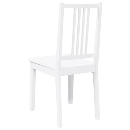 Eetkamerstoelen 2 st massief hout rubber wit