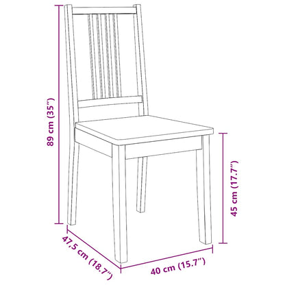 Eetkamerstoelen 2 st massief hout rubber wit